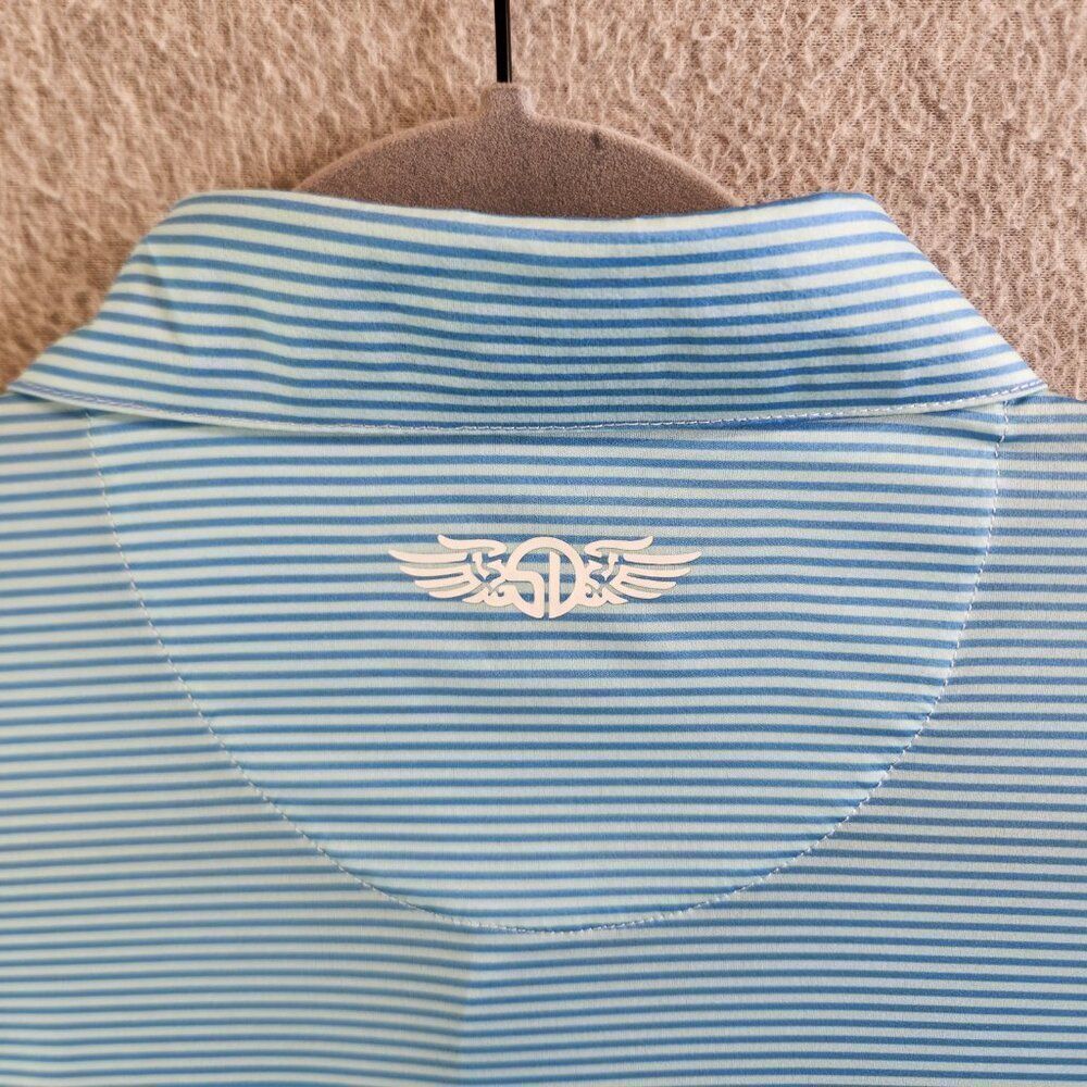 Straight Down Shirt Mens L Blue Striped Golf Performance Polo Ultralightweight - Picture 7 of 12